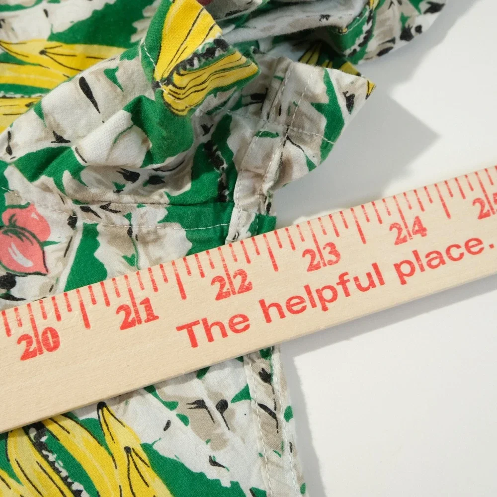 J. Crew Large Hawaiian Shirt Green Bananas Tropical Cotton Short Sleeve Mens